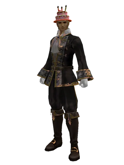 Birthday Hat on a male Human fighter, front view