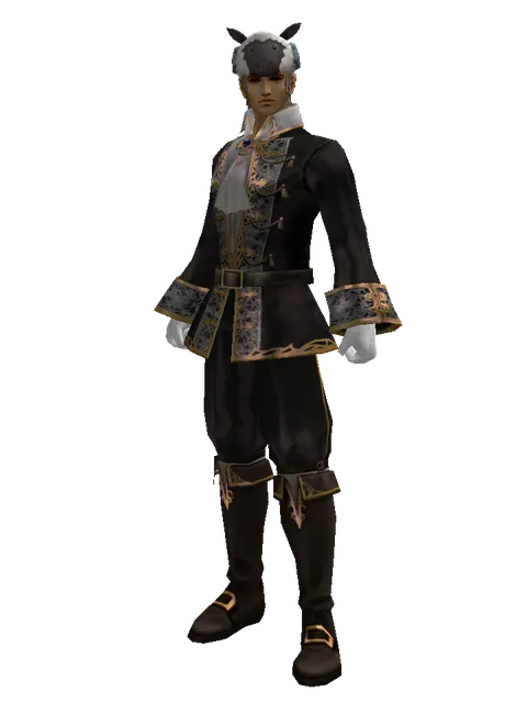 Black Sheep Hat on a male Human fighter, front view