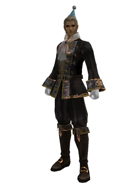 Blue Party Hat on a male Human fighter, front view
