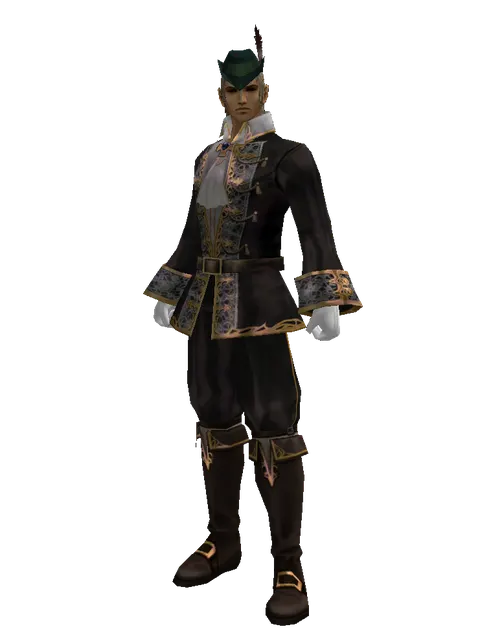 Dapper Cap on a male Human fighter, front view