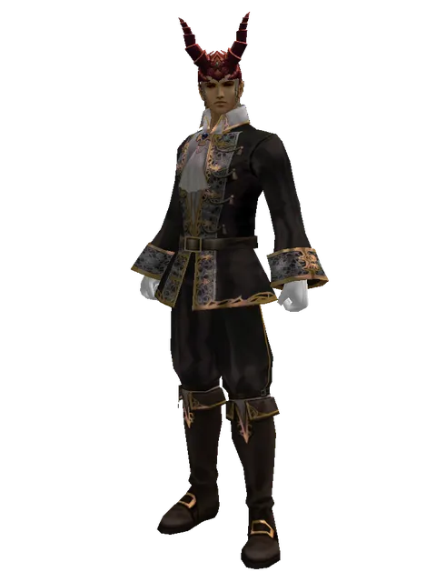 Devil's Horn on a male Human fighter, front view