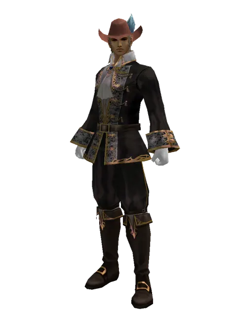 Feathered Hat on a male Human fighter, front view