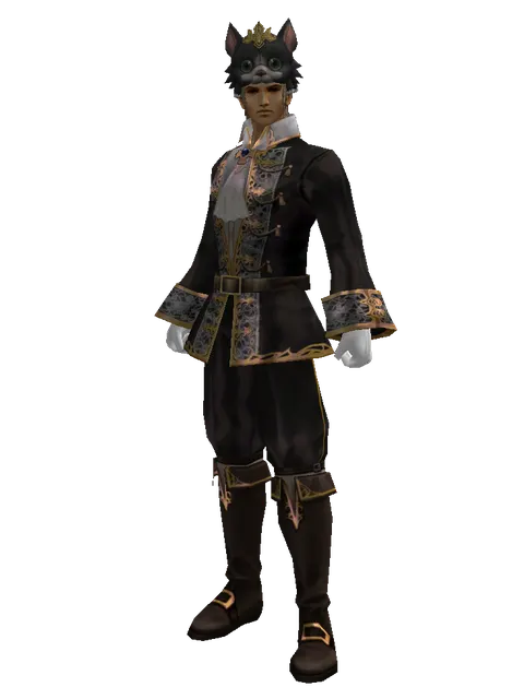 Feline King Hat on a male Human fighter, front view