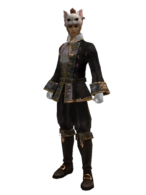 Feline Queen Hat on a male Human fighter, front view