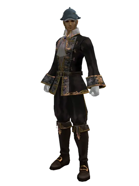 Fish Hat on a male Human fighter, front view