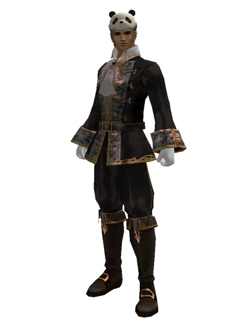 Panda Hat on a male Human fighter, front view
