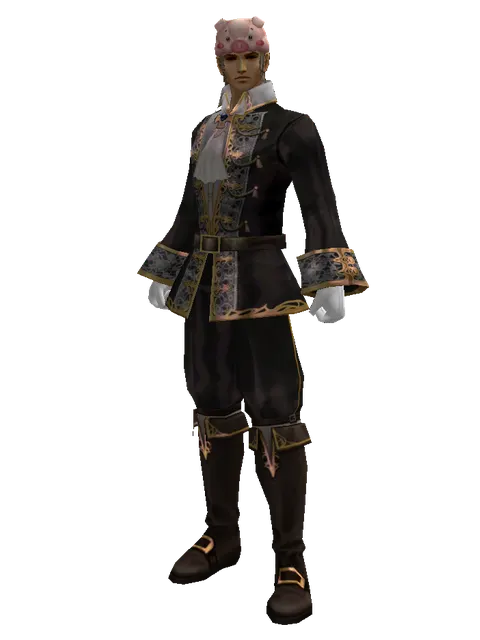 Pig Hat on a male Human fighter, front view