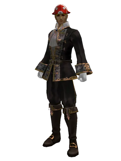 Red Fish Hat (?) on a male Human fighter, front view