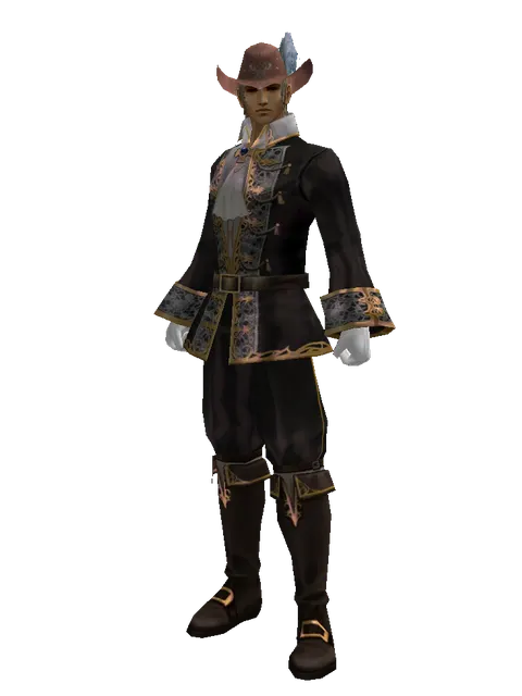 Romantic Chapeau on a male Human fighter, front view