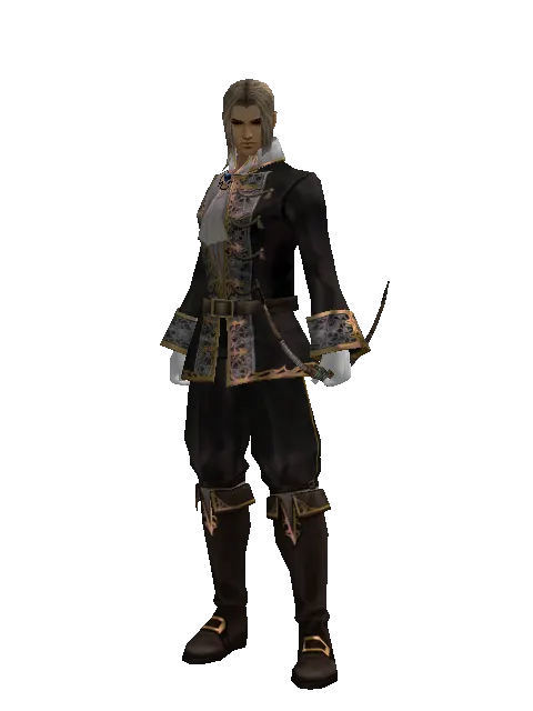 Apprentice Adventurer's Bow on a male Human fighter, front view