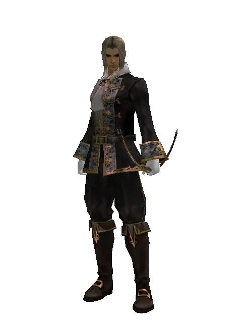Crescent Moon Bow on a male Human fighter, front view