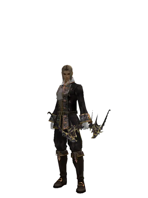 Dark Elven Long Bow on a male Human fighter, front view