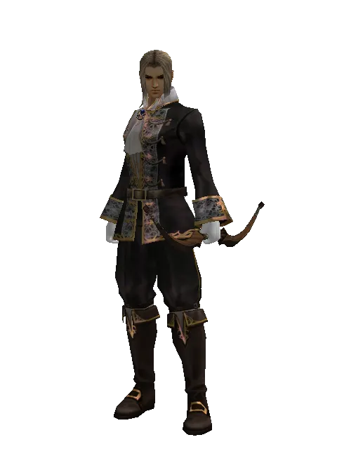 Guard's Bow on a male Human fighter, front view