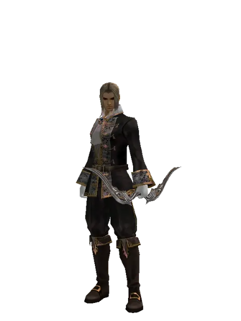 Long Bow on a male Human fighter, front view