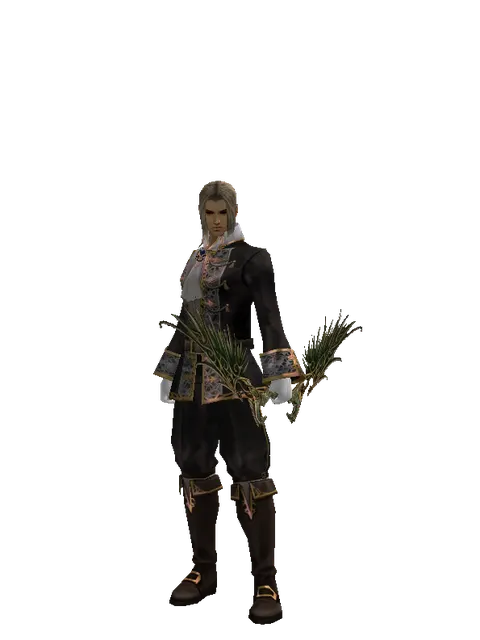 Noble Elven Bow on a male Human fighter, front view