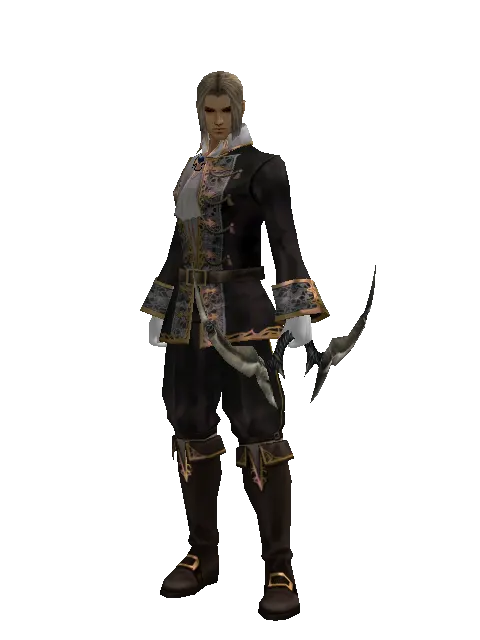 Traveler's Long Bow on a male Human fighter, front view
