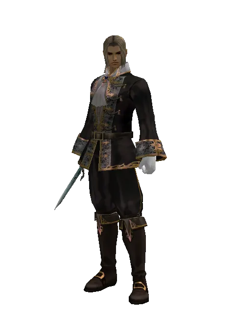 Crafted Dagger on a male Human fighter, front view