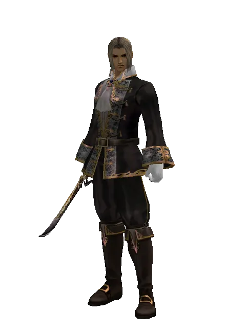 Dark Elven Dagger on a male Human fighter, front view