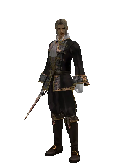 Demon Dagger on a male Human fighter, front view