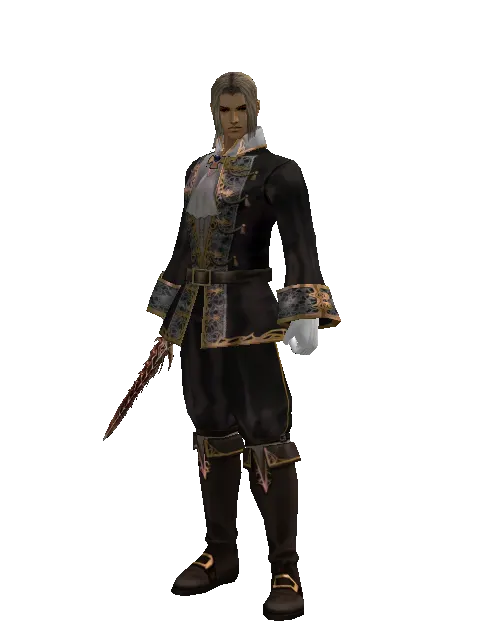Hell Knife on a male Human fighter, front view