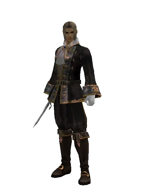 Mithril Dagger on a male Human fighter, front view