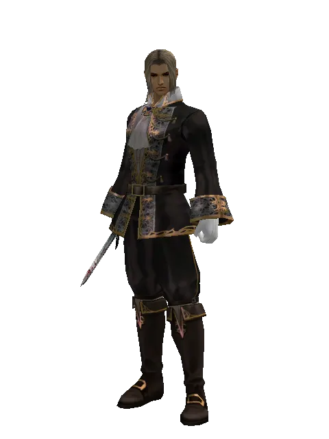 Skeleton Dagger on a male Human fighter, front view