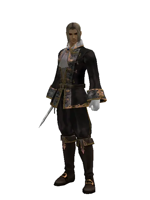 Throwing Knife on a male Human fighter, front view