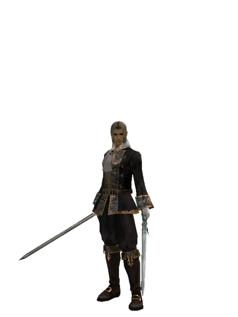 Bastard Sword*Elven Long Sword on a male Human fighter, front view