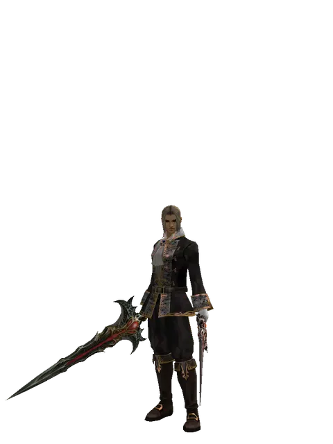 Blood Sword Akamanah on a male Human fighter, front view