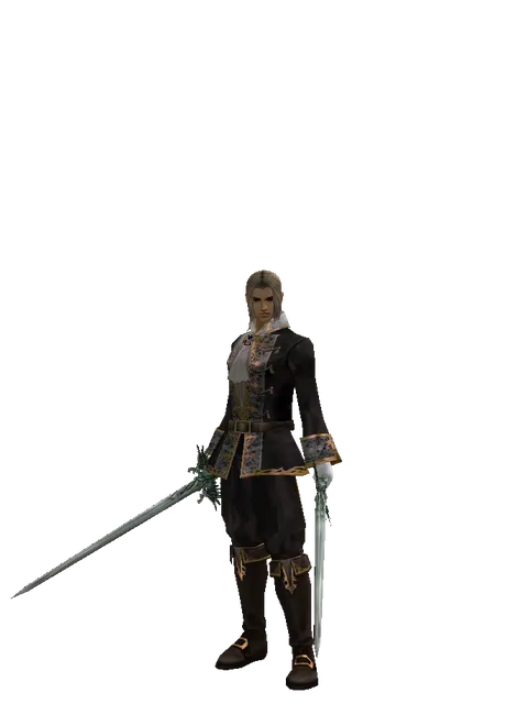 Elven Long Sword*Elven Long Sword on a male Human fighter, front view