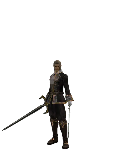 Knight's Sword*Elven Sword on a male Human fighter, front view