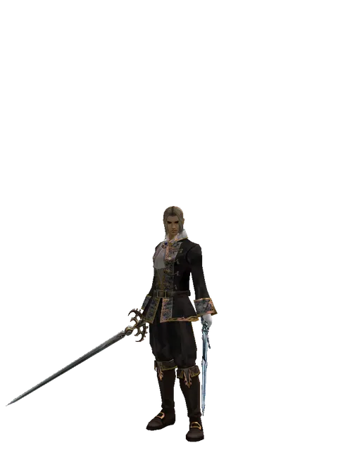 Raid Sword*Caliburs on a male Human fighter, front view