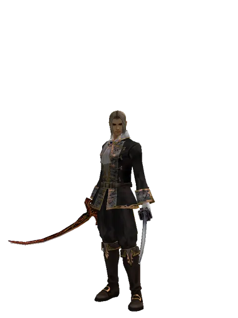 Shamshir*Katana on a male Human fighter, front view