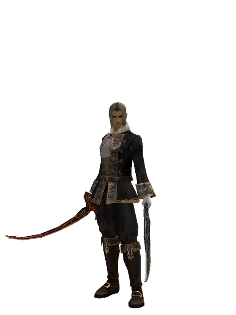 Shamshir*Sword of Limit on a male Human fighter, front view