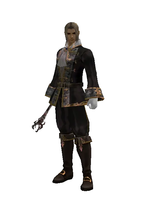 Heathen's Book on a male Human fighter, front view