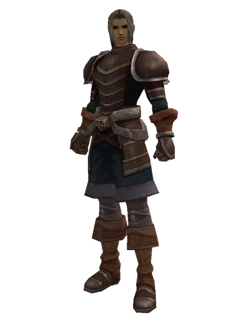Brigandine Set on a male Human fighter, front view