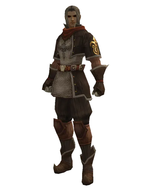 Dwarven Chain (heavy armor) on a male Human fighter, front view