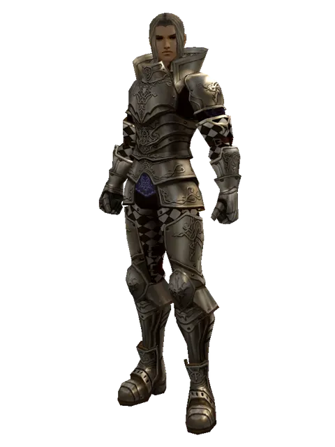 Fullplate (heavy armor) on a male Human fighter, front view