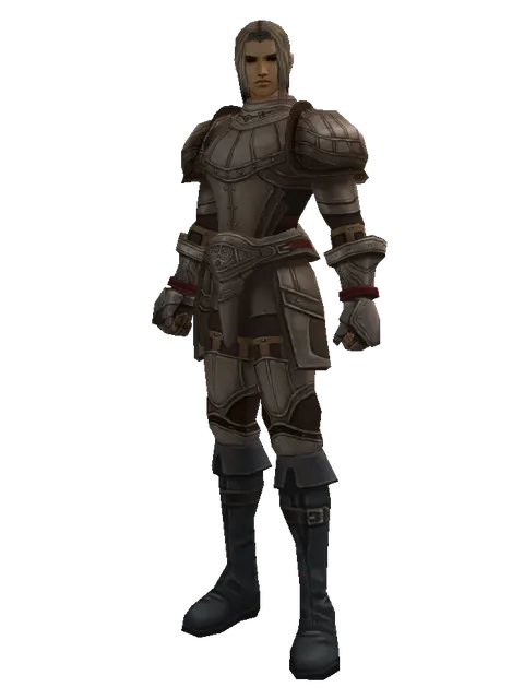 Half Plate (heavy armor) on a male Human fighter, front view