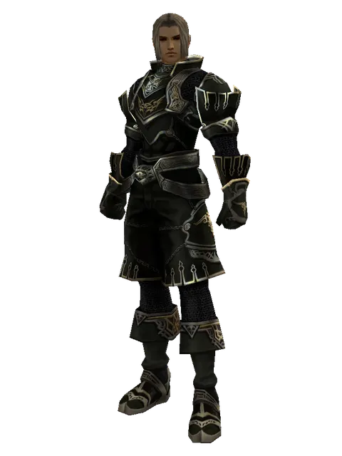 Dark Crystal Leather Set on a male Human fighter, front view