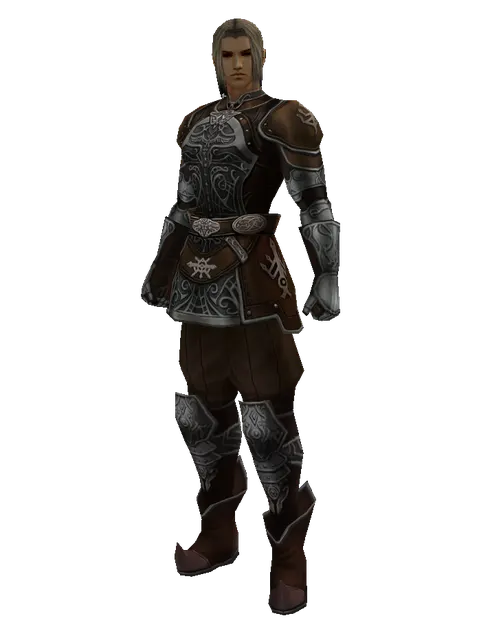 Rind Leather (light armor) on a male Human fighter, front view