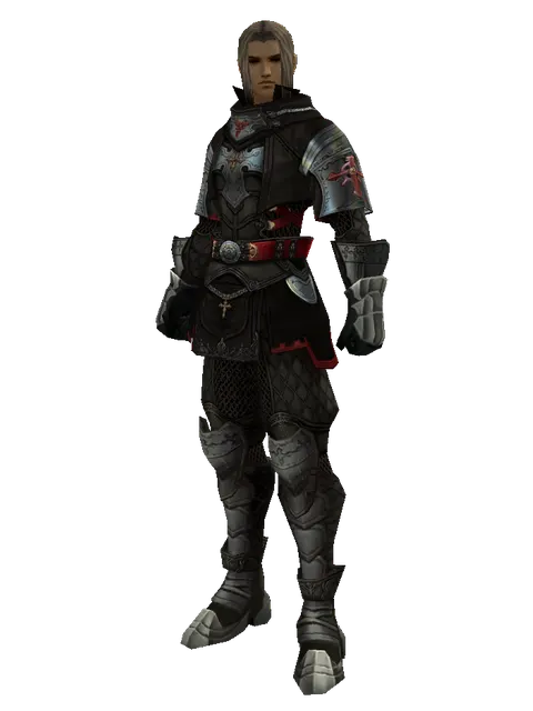 Tallum Leather Set on a male Human fighter, front view