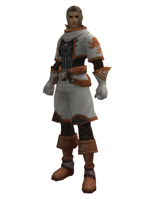 Theca Leather Set on a male Human fighter, front view