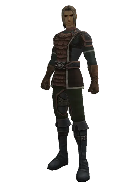 Wooden Set on a male Human fighter, front view