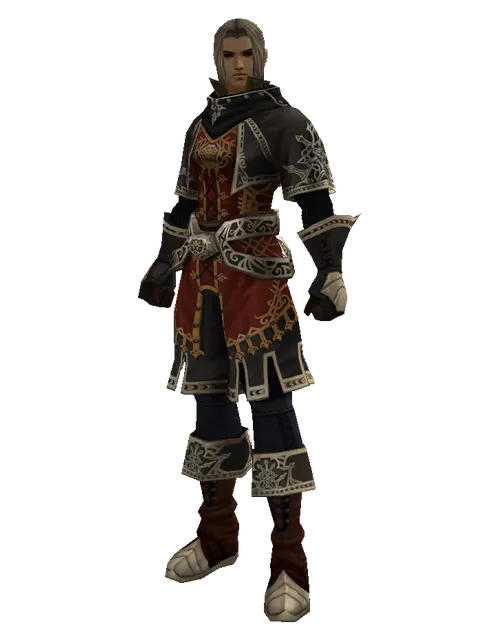 Zubei's Leather Set on a male Human fighter, front view