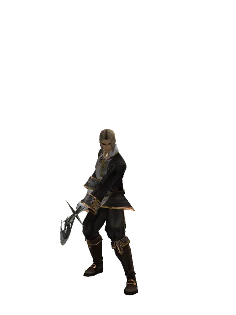Glaive on a male Human fighter, front view