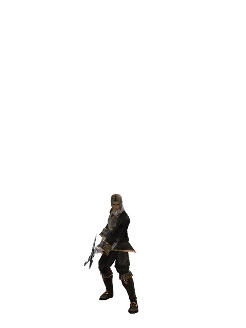 Guard Spear on a male Human fighter, front view