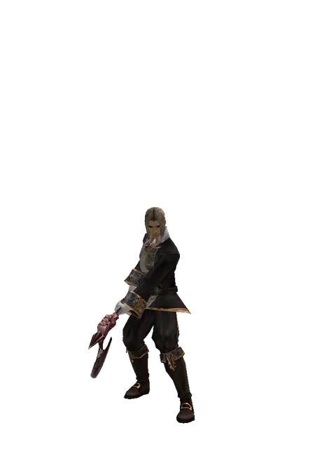 Orcish Halberd on a male Human fighter, front view