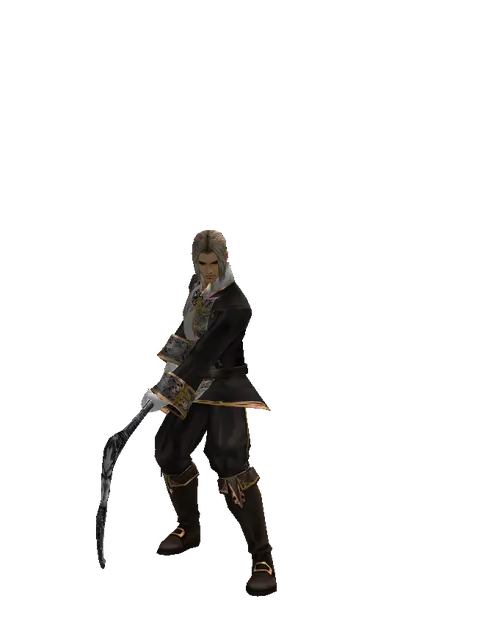 Scythe on a male Human fighter, front view