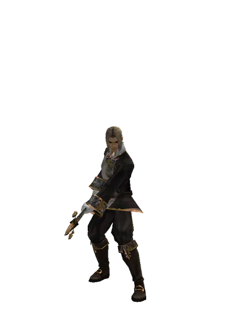 Trident on a male Human fighter, front view